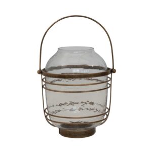 Glass Lantern with Antique Brass Finish